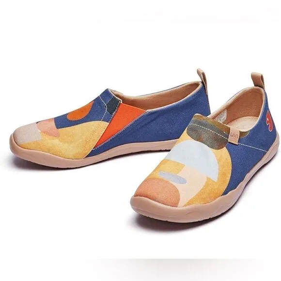 UIN Men's Walking Shoes Slip On Canvas Lightweight Comfort Sneaker (Molandi Art)