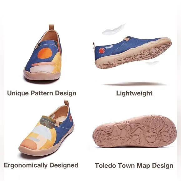 UIN Men's Walking Shoes Slip On Canvas Lightweight Comfort Sneaker (Molandi Art)