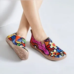 UIN Women Slip On Sneaker Art Painted Walking Shoes(Secret Garden)