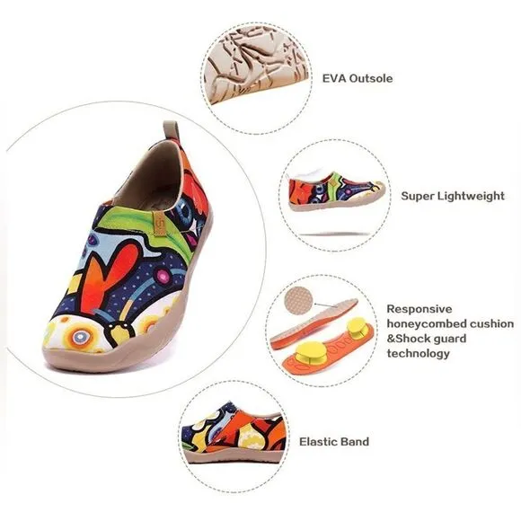 UIN Women Slip On Sneaker Art Painted Walking Shoes(Secret Garden)