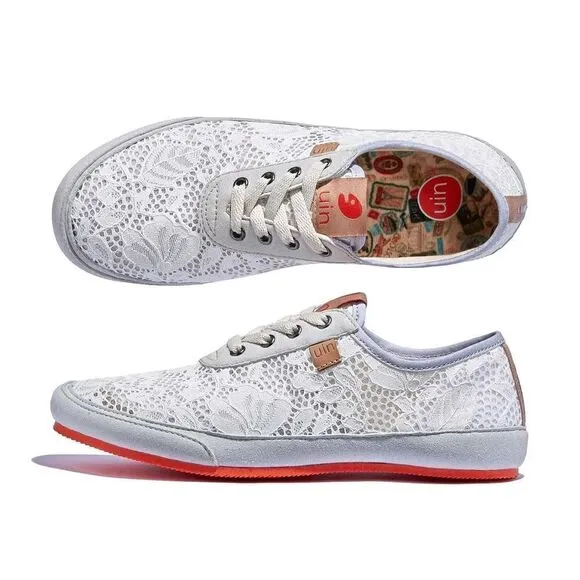 UIN Women's Walking Casual Comfort Travel Shoes (Formentera 3- Narcissus White)