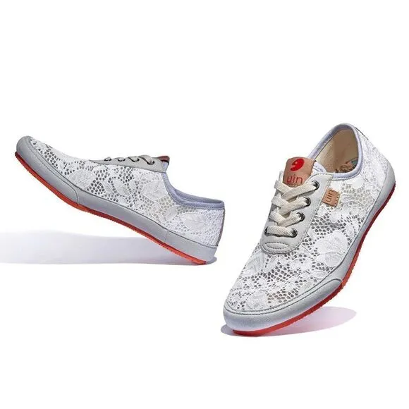 UIN Women's Walking Casual Comfort Travel Shoes (Formentera 3- Narcissus White)