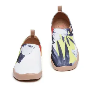 UIN Women's Walking Travel Shoes Slip On Casual Loafers (Hibiscus in Full Bloom)