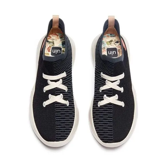 UIN Men's Sneakers Lightweight Walking Comfy Shoes (Double Black Mijas )