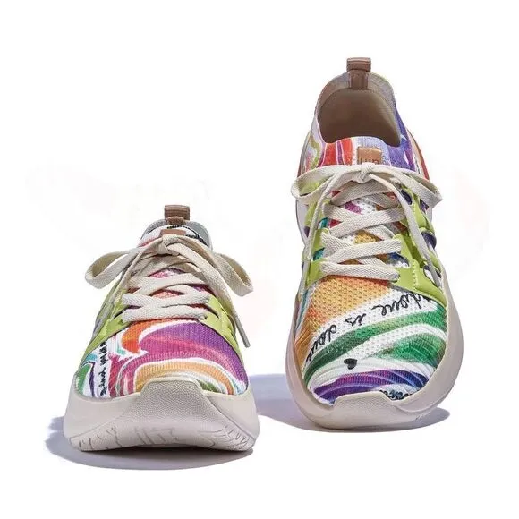 UIN Women's Sneakers Lightweight Casual Athletic Shoes (Rainbow Feathers)