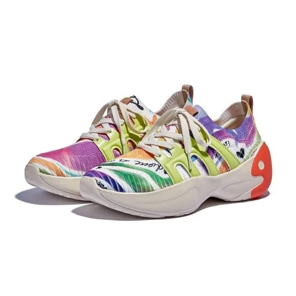 UIN Women's Sneakers Lightweight Casual Athletic Shoes (Rainbow Feathers)