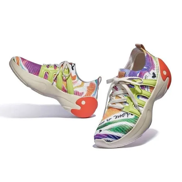 UIN Women's Sneakers Lightweight Casual Athletic Shoes (Rainbow Feathers)