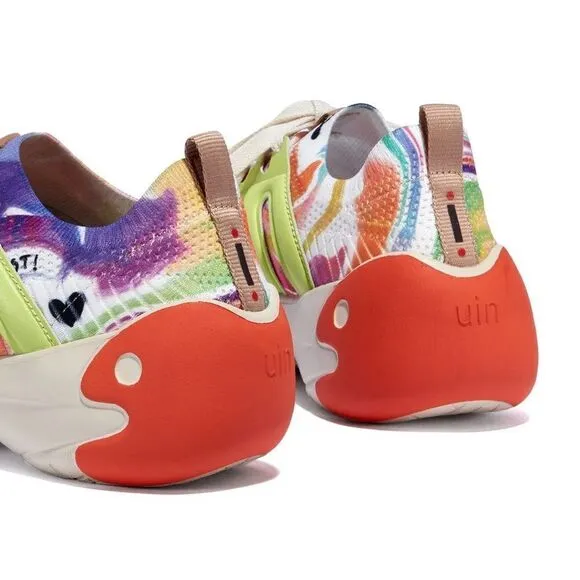 UIN Women's Sneakers Lightweight Casual Athletic Shoes (Rainbow Feathers)
