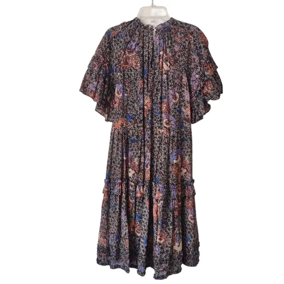 Ulla Johnson 8 Delia floral tiered mini dress ruffle