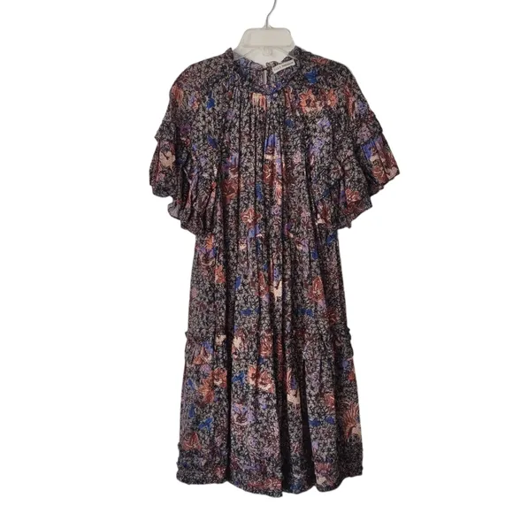 Ulla Johnson 8 Delia floral tiered mini dress ruffle