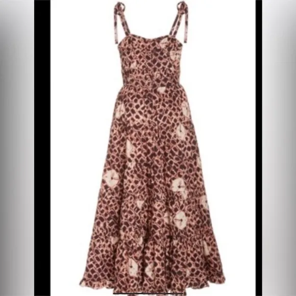 Ulla Johnson Eryn Pleated Cotton Midi Dress Sz 0