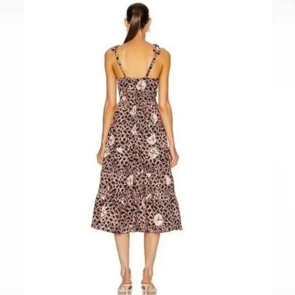 Ulla Johnson Eryn Pleated Cotton Midi Dress Sz 0