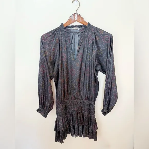 Ulla Johnson - Piera Mini Dress w Drop Waist in Batik Geometric - Sz 6 - EUC