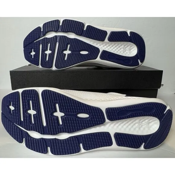 Under Armour Mens Size 10.5 Charged Pursuit 3 White Sonar Blue Running Shoes