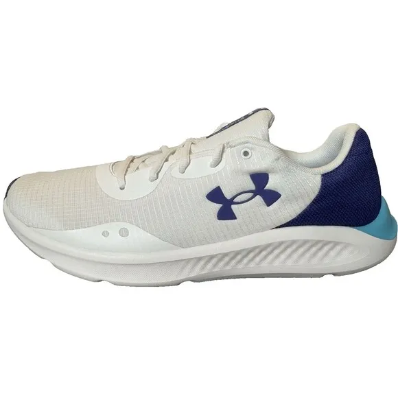 Under Armour Mens Size 10.5 Charged Pursuit 3 White Sonar Blue Running Shoes