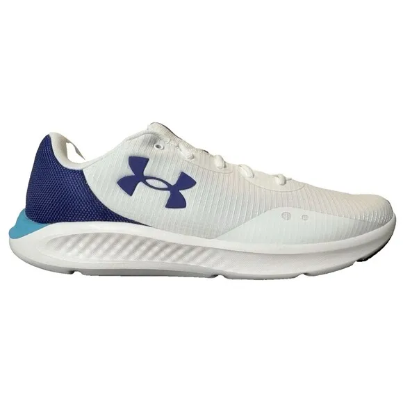 Under Armour Mens Size 10.5 Charged Pursuit 3 White Sonar Blue Running Shoes