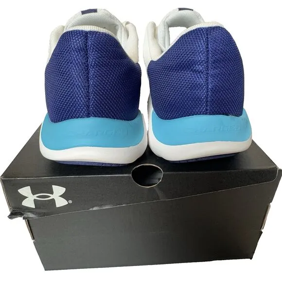 Under Armour Mens Size 10.5 Charged Pursuit 3 White Sonar Blue Running Shoes