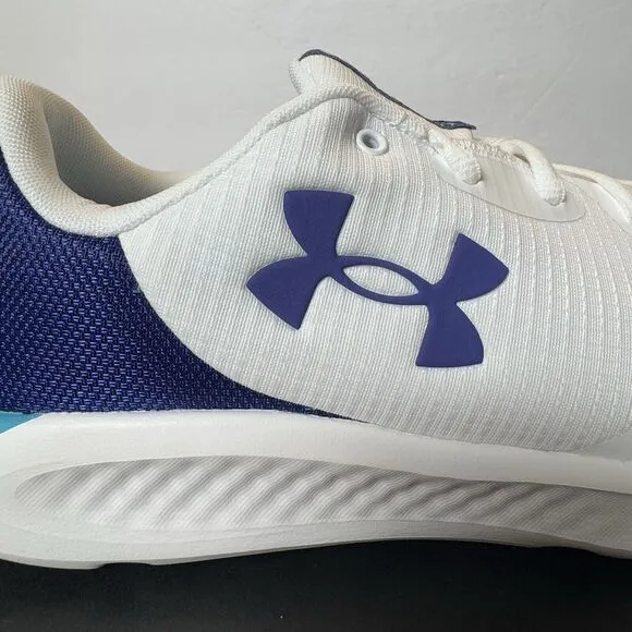 Under Armour Mens Size 10.5 Charged Pursuit 3 White Sonar Blue Running Shoes
