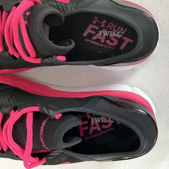 Under Armour SpeedForm Apollo 2 Pink Grey Black Athletic Running Shoes Sz 10