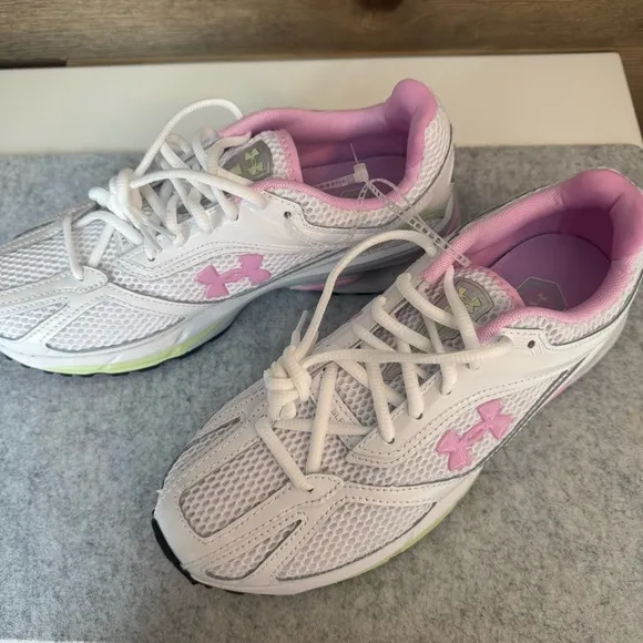 Under Armour Women’s New HOVR Apparition White and Pink Running Shoes