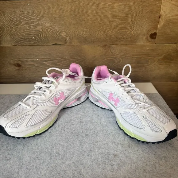 Under Armour Women’s New HOVR Apparition White and Pink Running Shoes
