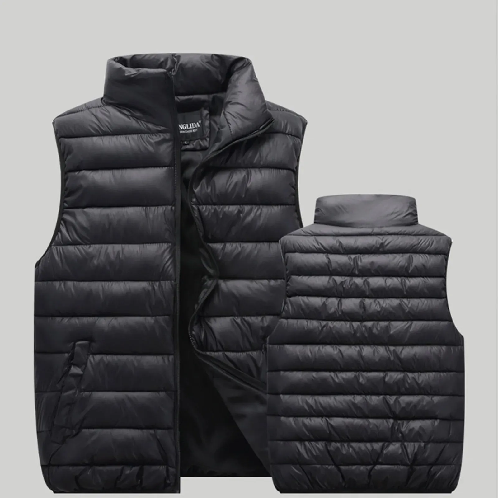 Unisex Casual Coat Vest Thin Lightweight Thicken Warm Solid Zipper Pocket Loose Sleeveless Jacket Coat Winter Jacket For Women