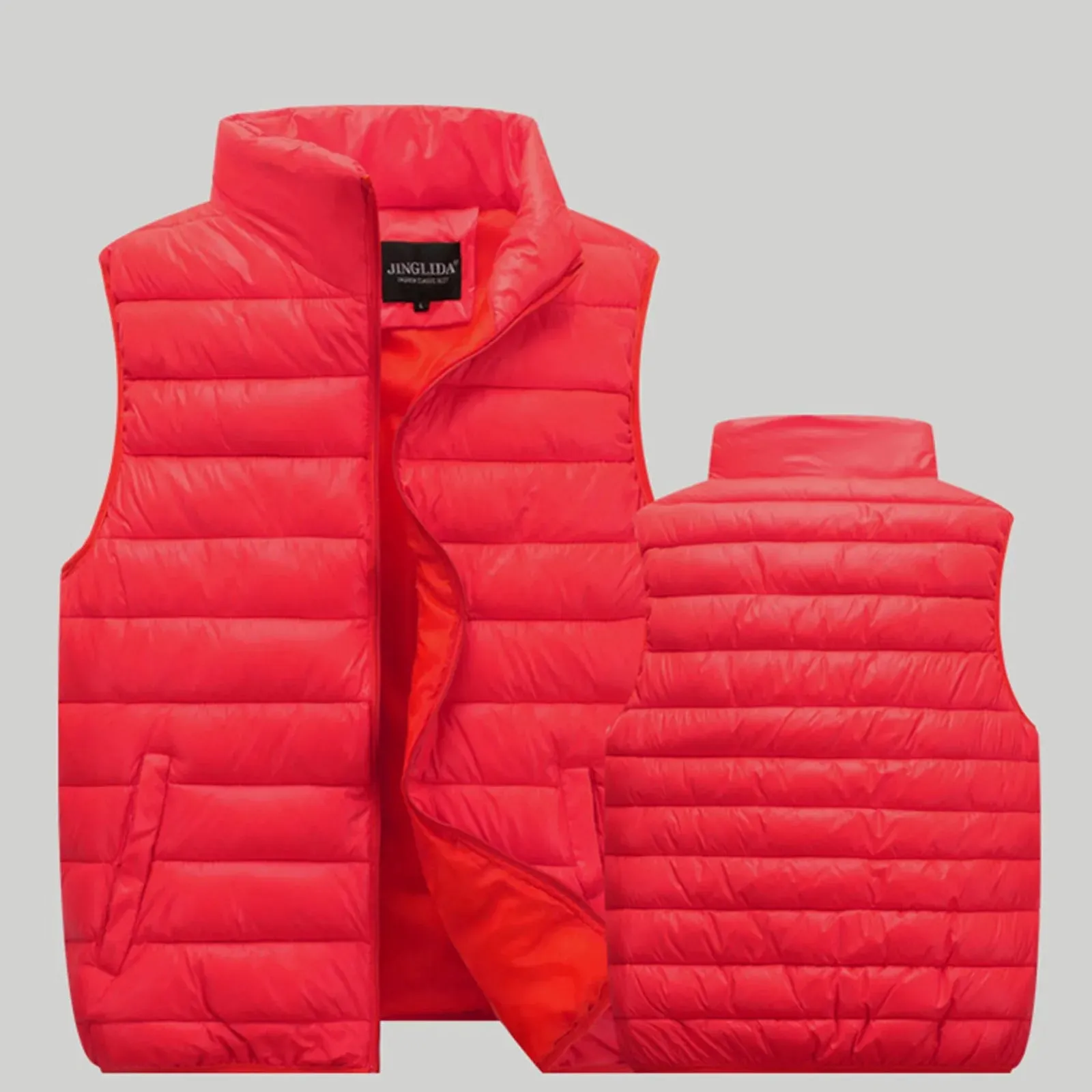 Unisex Casual Coat Vest Thin Lightweight Thicken Warm Solid Zipper Pocket Loose Sleeveless Jacket Coat Winter Jacket For Women