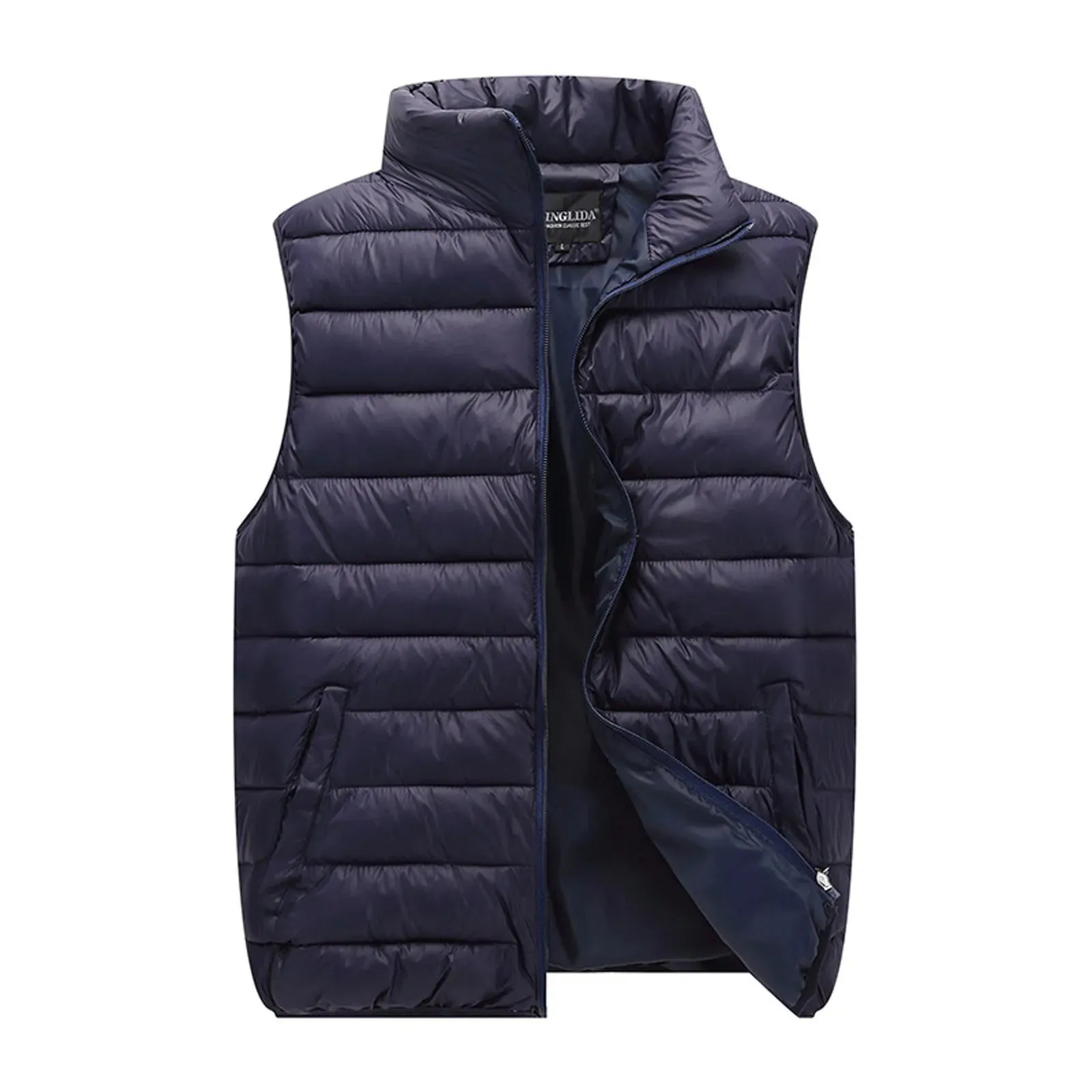 Unisex Casual Coat Vest Thin Lightweight Thicken Warm Solid Zipper Pocket Loose Sleeveless Jacket Coat Winter Jacket For Women