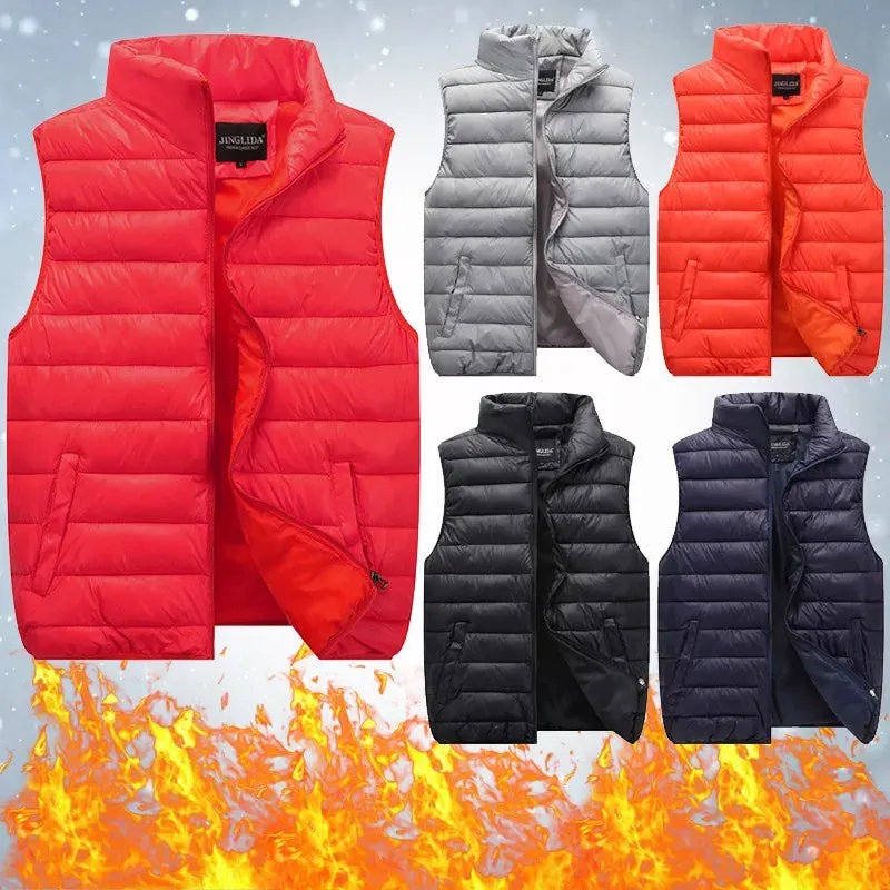 Unisex Casual Coat Vest Thin Lightweight Thicken Warm Solid Zipper Pocket Loose Sleeveless Jacket Coat Winter Jacket For Women