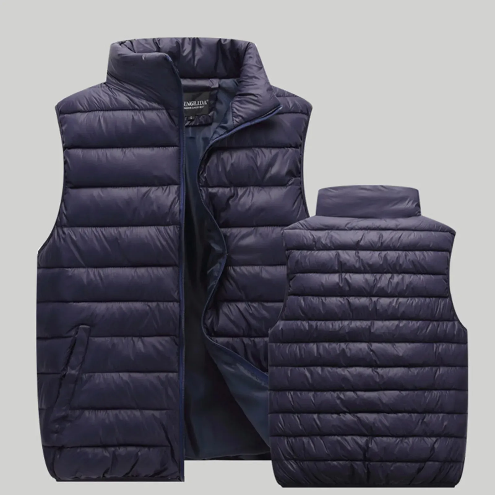 Unisex Casual Coat Vest Thin Lightweight Thicken Warm Solid Zipper Pocket Loose Sleeveless Jacket Coat Winter Jacket For Women