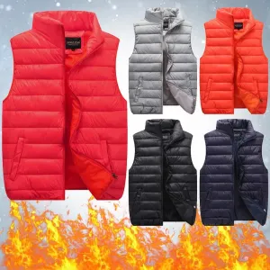 Unisex Casual Coat Vest Thin Lightweight Thicken Warm Solid Zipper Pocket Loose Sleeveless Jacket Coat Winter Jacket For Women