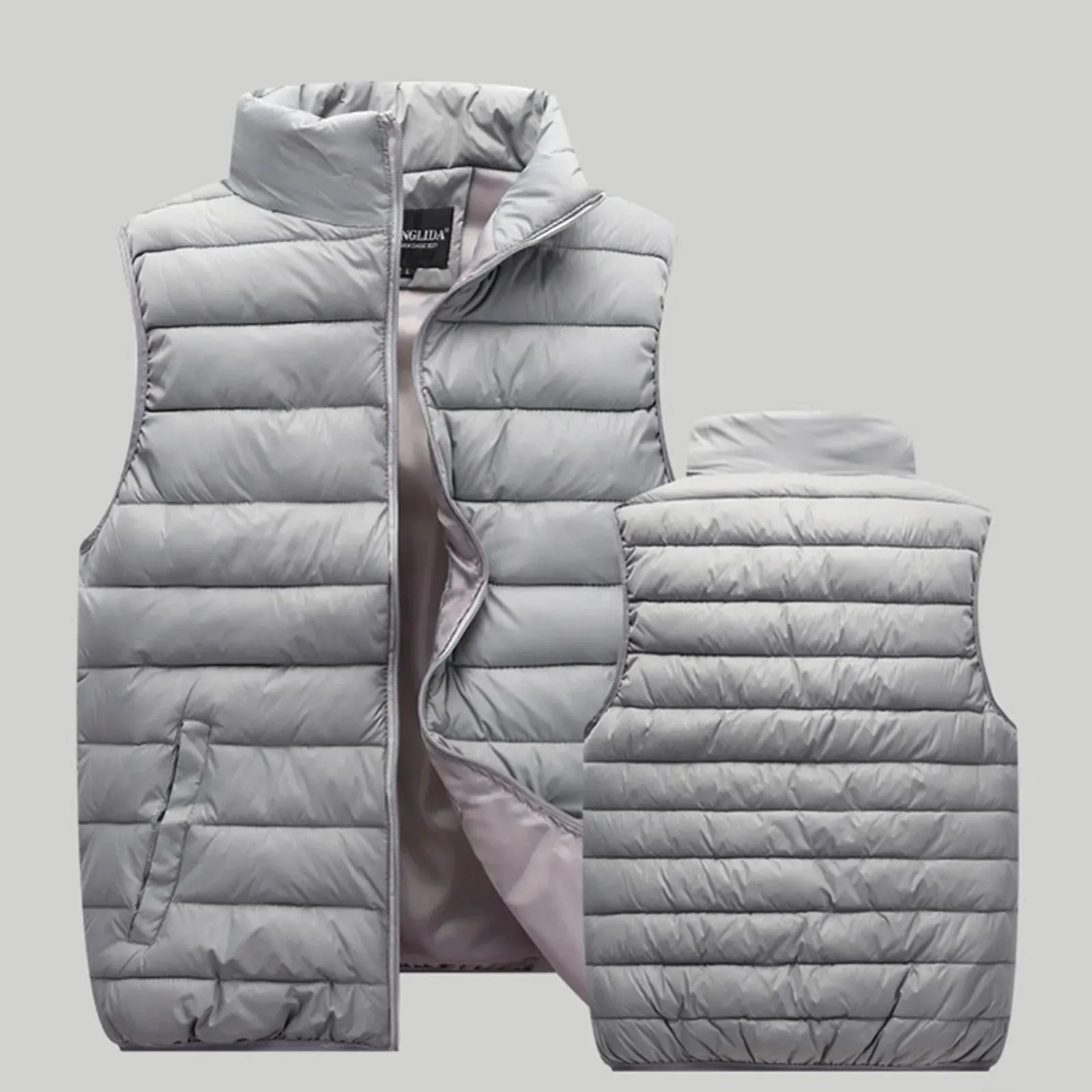 Unisex Casual Coat Vest Thin Lightweight Thicken Warm Solid Zipper Pocket Loose Sleeveless Jacket Coat Winter Jacket For Women