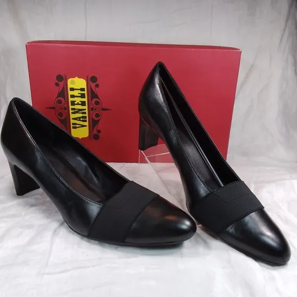 Vaneli Davis Black Nappa Leather Pumps SHOES Womens Size 9M Heels