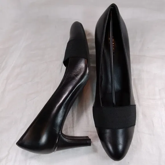 Vaneli Davis Black Nappa Leather Pumps SHOES Womens Size 9M Heels