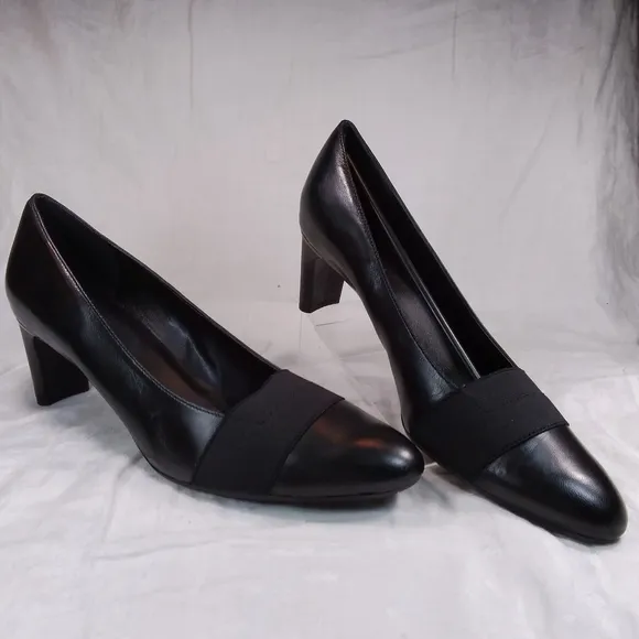 Vaneli Davis Black Nappa Leather Pumps SHOES Womens Size 9M Heels
