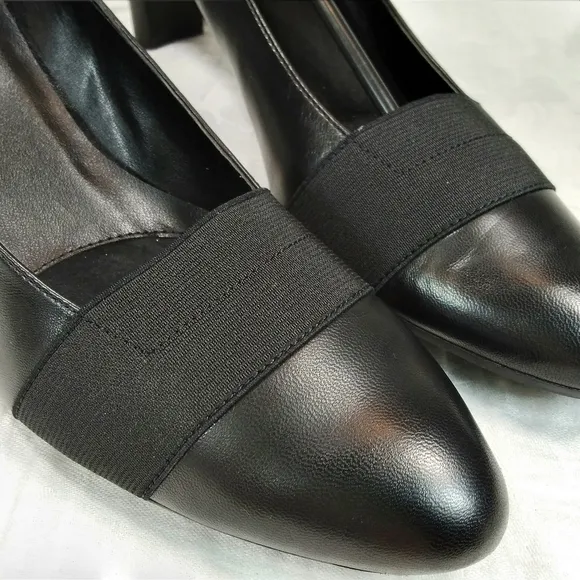 Vaneli Davis Black Nappa Leather Pumps SHOES Womens Size 9M Heels