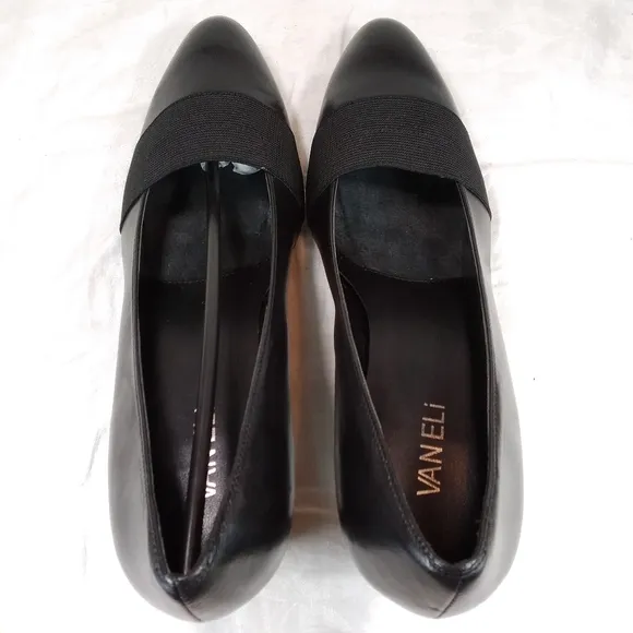 Vaneli Davis Black Nappa Leather Pumps SHOES Womens Size 9M Heels