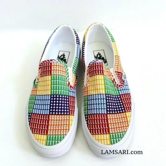 Vans Classic Slip-On Rainbow Pride Canvas Shoes Size Men 10
