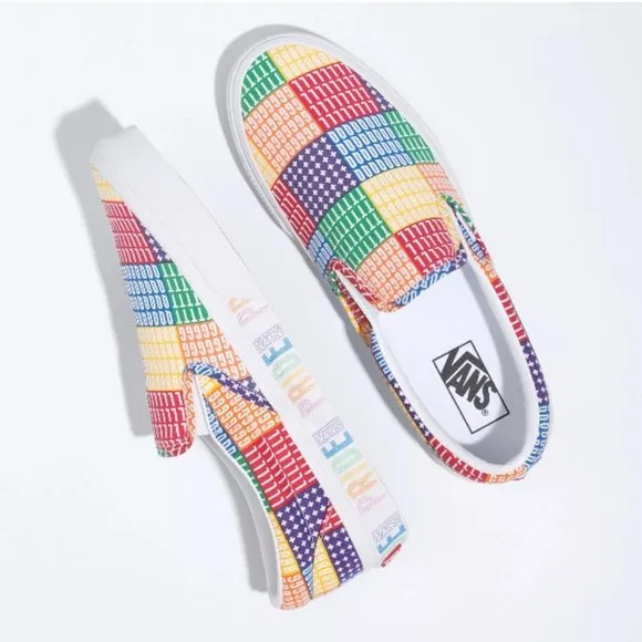Vans Classic Slip-On Rainbow Pride Canvas Shoes Size Men 10