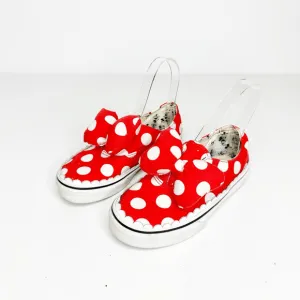 Vans Disney Minnie Mouse Bow Slip On Shoes red polka dot RARE Big Girls Youth 2