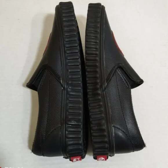 Vans Off The Wall Unisex X Marvel Leather Slip-On Shoes Black Widow 5 6.5