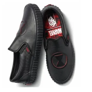 Vans Off The Wall Unisex X Marvel Leather Slip-On Shoes Black Widow 5 6.5