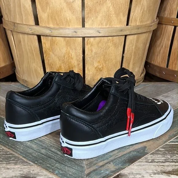 Vans Old Skool Fangs Vampire Blood Black Leather Sneakers Shoes Youth Size 5.5