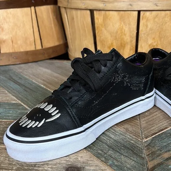Vans Old Skool Fangs Vampire Blood Black Leather Sneakers Shoes Youth Size 5.5