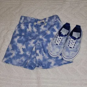 VANS Tonal Tie Dye Authentic Elastic Lace Kids Shoes Size 13 &amp; Gap Shorts Size 5
