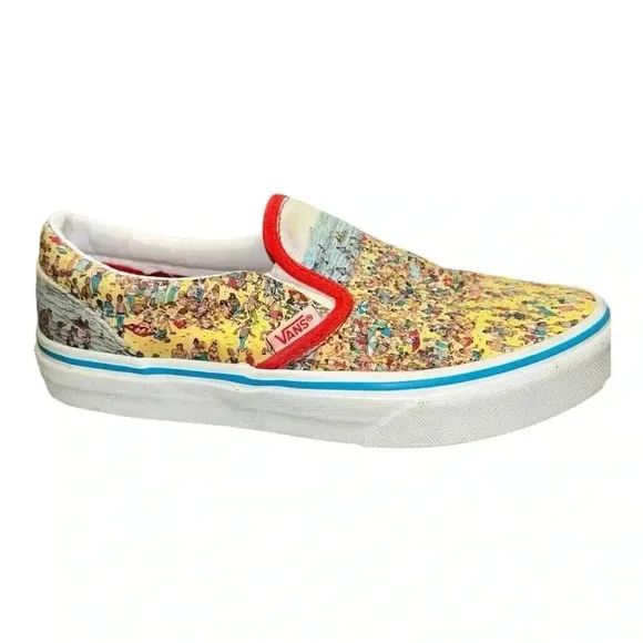 Vans x Where's Waldo Classic Slip-On Find Steve Beach Kids Size 3