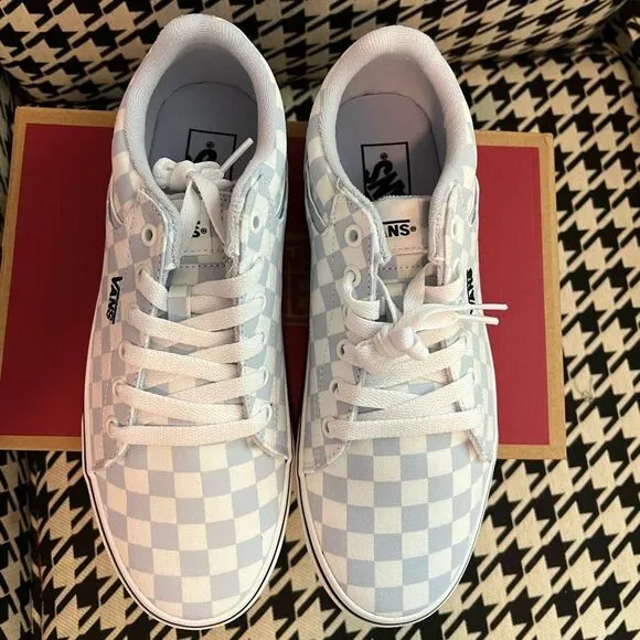 Vans Seldan Women's Skate Shoes Checkerboard Light Blue/White- Size 9.5