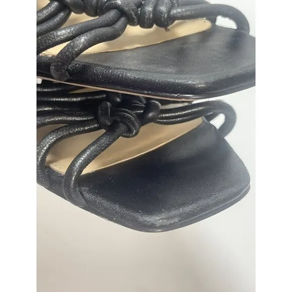 Veronica Beard Avita Black Leather Strappy Slip On Sandals Sz 5.5