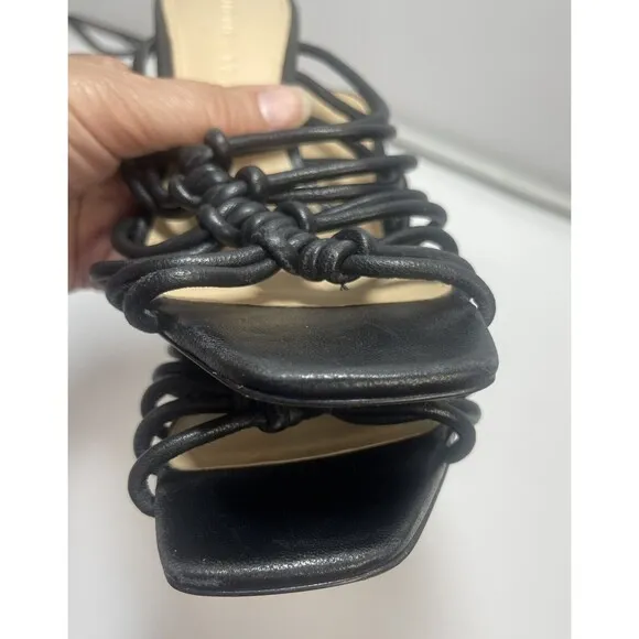 Veronica Beard Avita Black Leather Strappy Slip On Sandals Sz 5.5