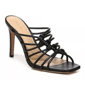 Veronica Beard Avita Black Leather Strappy Slip On Sandals Sz 5.5